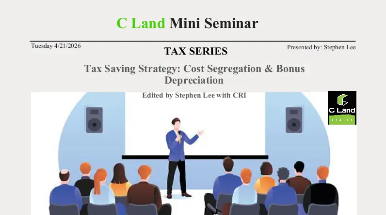 Tax Saving Strategy : Cost Segregation & Bonus Depreciation